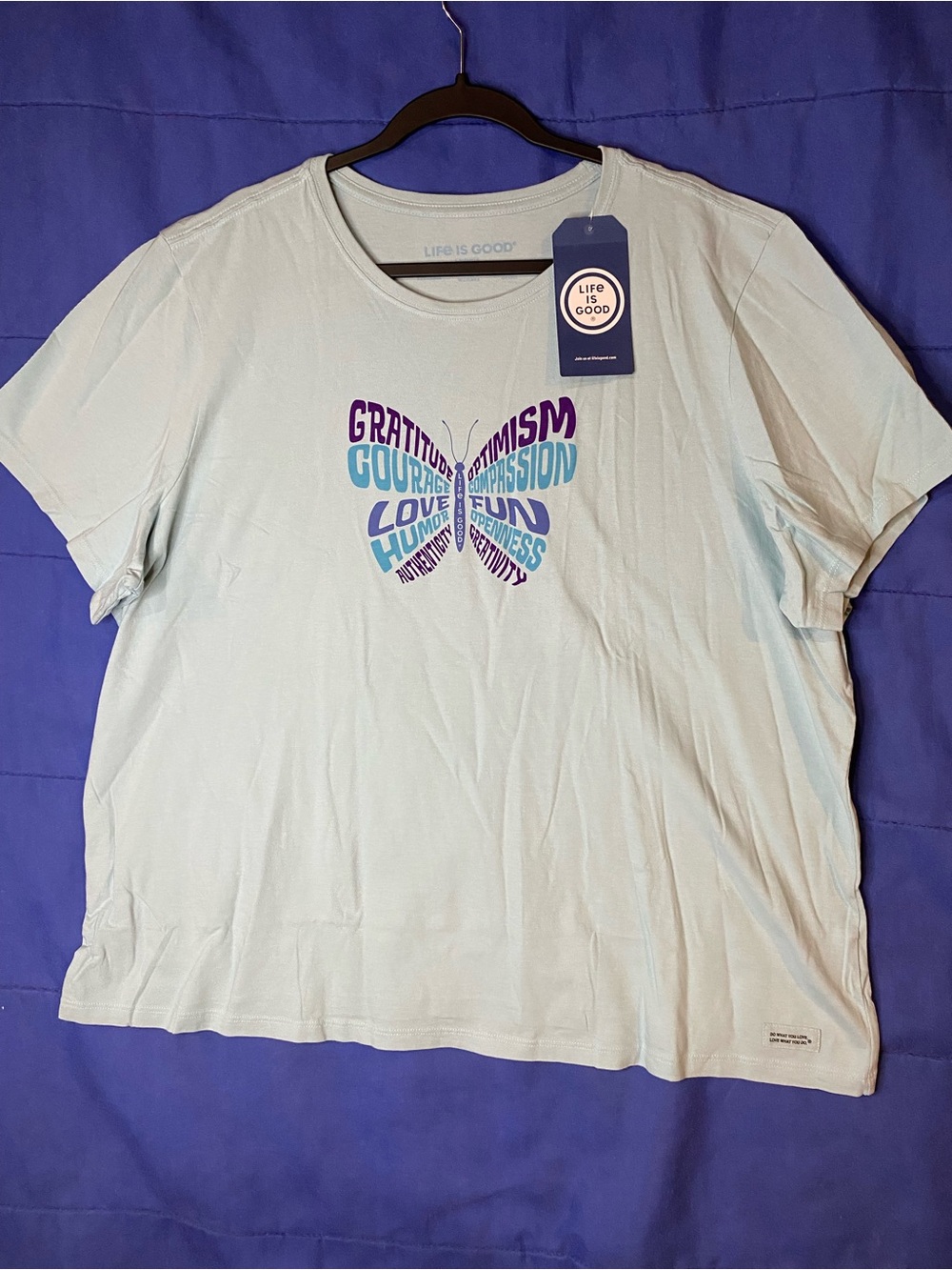 Life Is Good Pale Blue Short-Sleeve Butterfly Word Tee